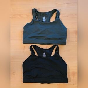 Senita Athletics Black and Dark Green NURSING Sports Bras L
